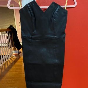 Black Leather strapless dress